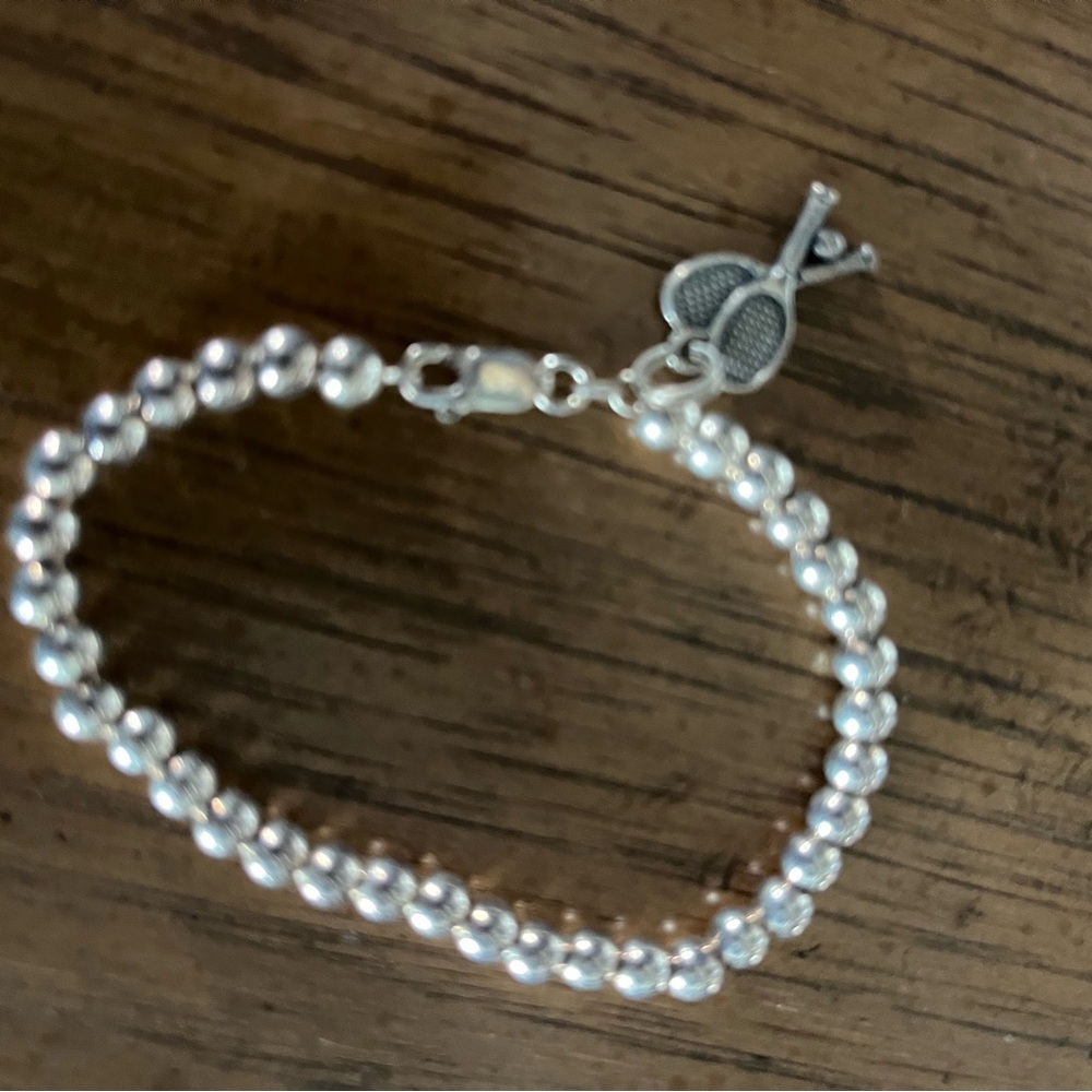 Elegant Silver Tennis Charm Bracelet